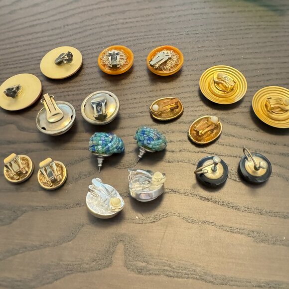 LOT 9 Pairs Vintage Earrings Clip ons, Screw Back, Pierced, Beads, Multicolour - Picture 7 of 7